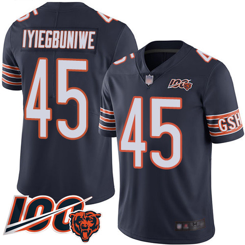 Chicago Bears Limited Navy Blue Men Joel Iyiegbuniwe Home Jersey NFL Football #45 100th Season->nfl t-shirts->Sports Accessory